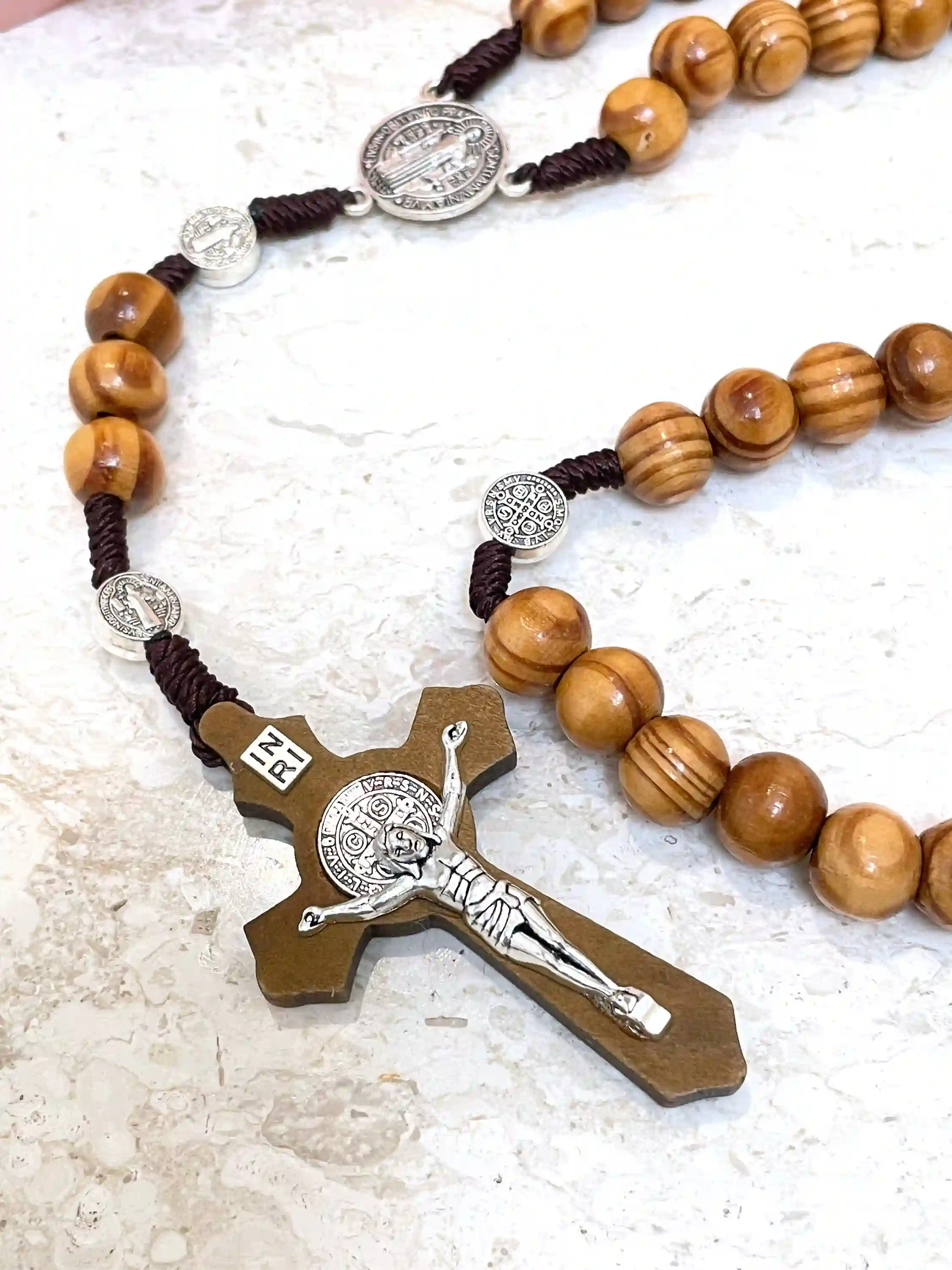 St Benedict Rosary Sterling Silver Crucifix Rosary Beads Miraculous Medal Religious Rosary Holy Rosary Cross HANDMADE Prayer beads Jewelry 