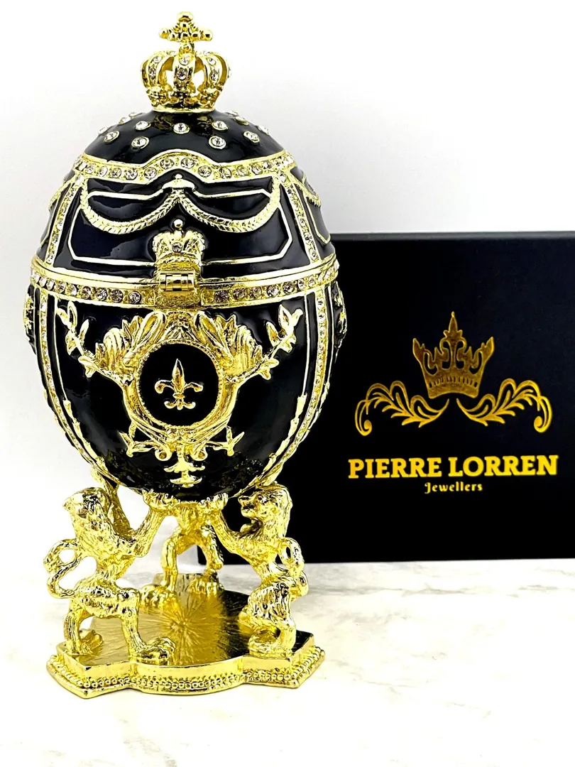 Mourning Sympathy Fabergé Egg Condolence Gift Pure Gold Decor Fabergé Jewelry Box 200 Swarovski Handmade Widow Loss of Husband Remembrance