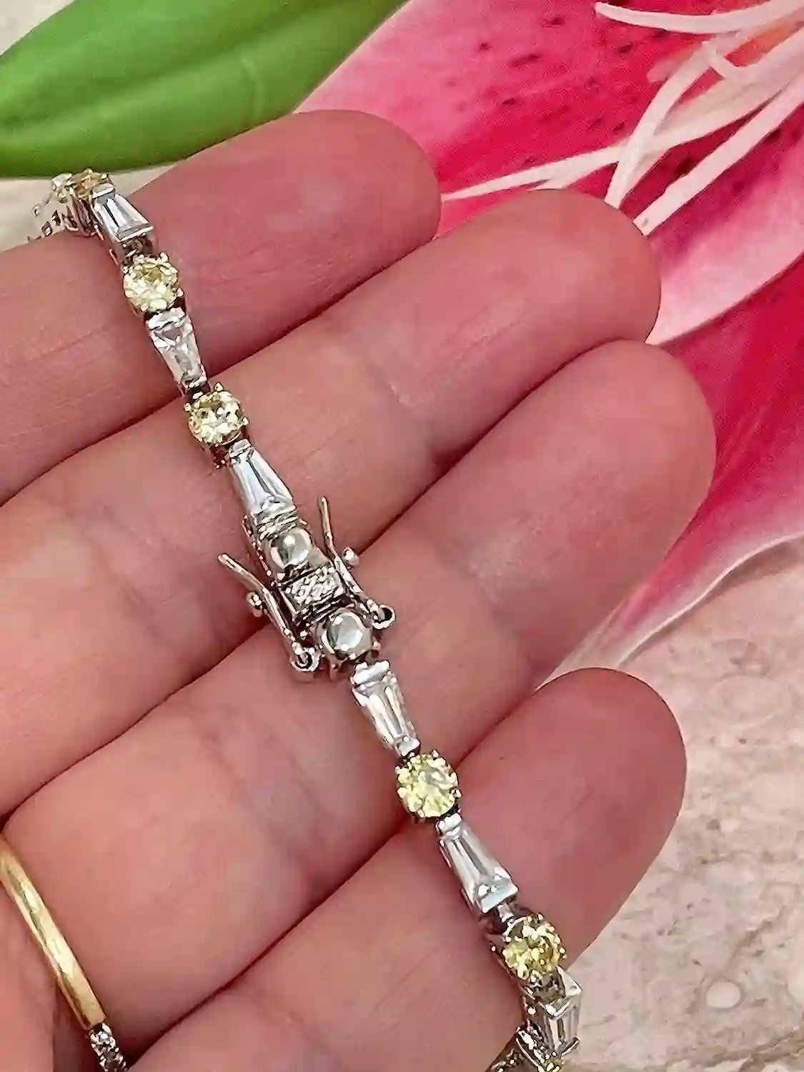 Citrine Bracelet, Diamond Bracelet, Tennis Bracelet, Handmade Bracelet, Gemstone bracelet, Birthstone Bracelet, Women Bracelet, Gift for Her 