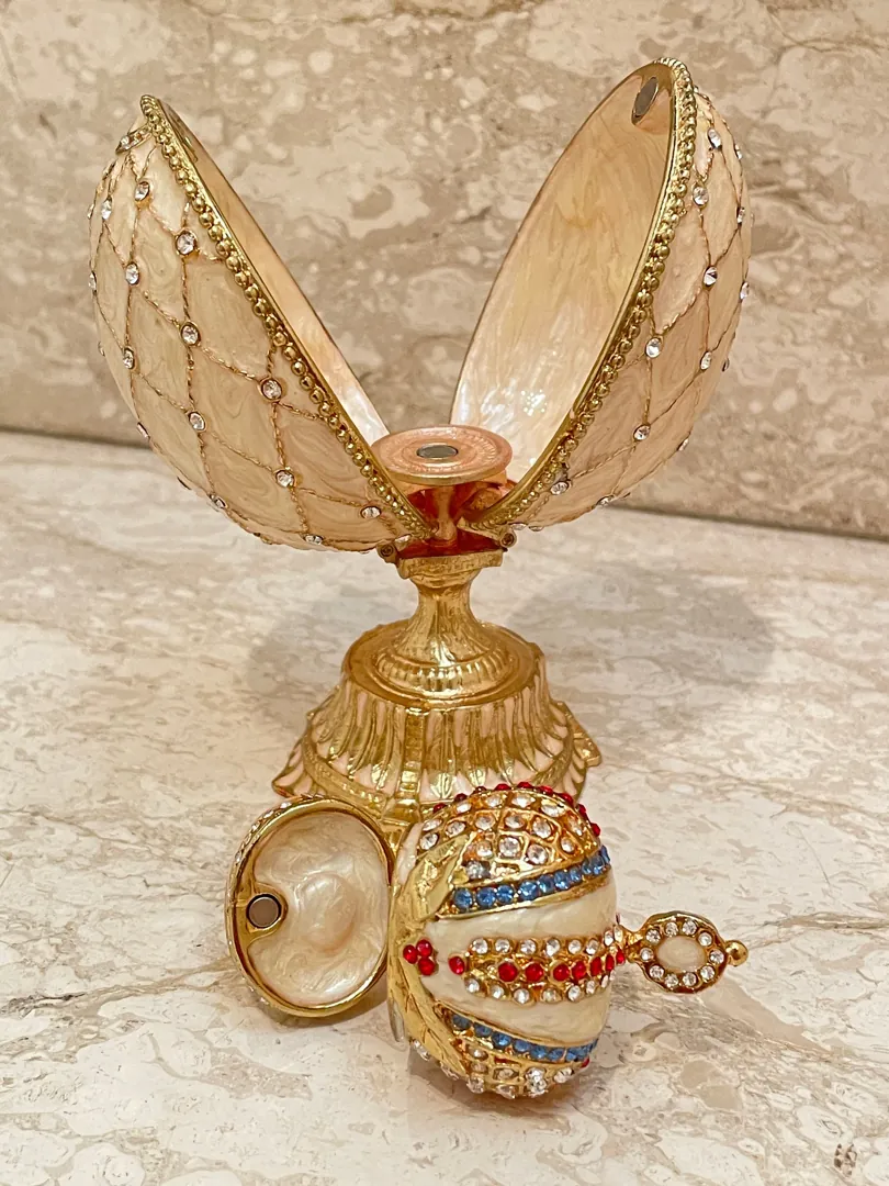 Fabergé Egg HANDMADE 333 Austrian Crystals Jeweled Crown Trinket for Men Fabergé Egg Gift for Him Trinket Grad Gift Husband Anniversary Men