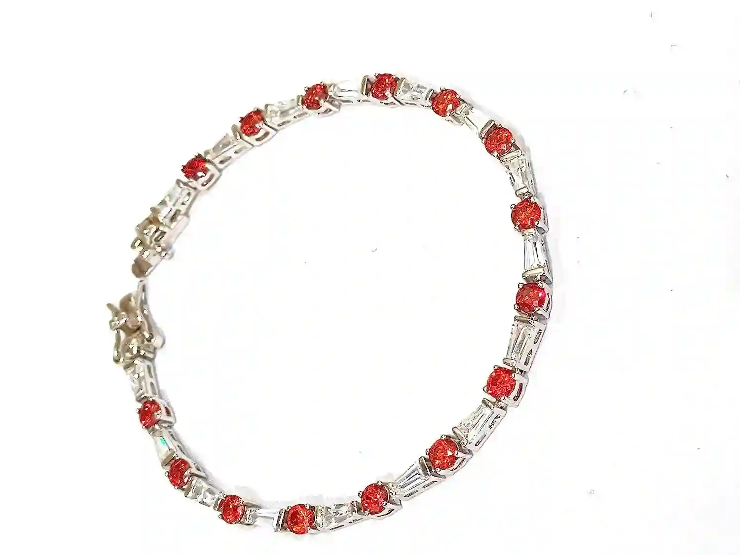 One Of A Kind, Ruby Tennis Bracelet, July birthstone, Baguette Cut Ruby, 925 Silver Bracelet, Anniversary Wedding, Christmas Gift Girlfriend 