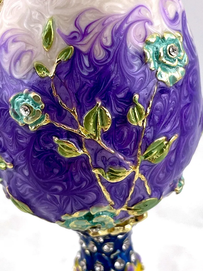 PEACOCK  Amethyst Faberge Easter Eggs in Russian Faberge style with Swarovski Pure GOLD decor. Handmade Graduation LUCK Gift for Girlfriend by Pierre Lorren.