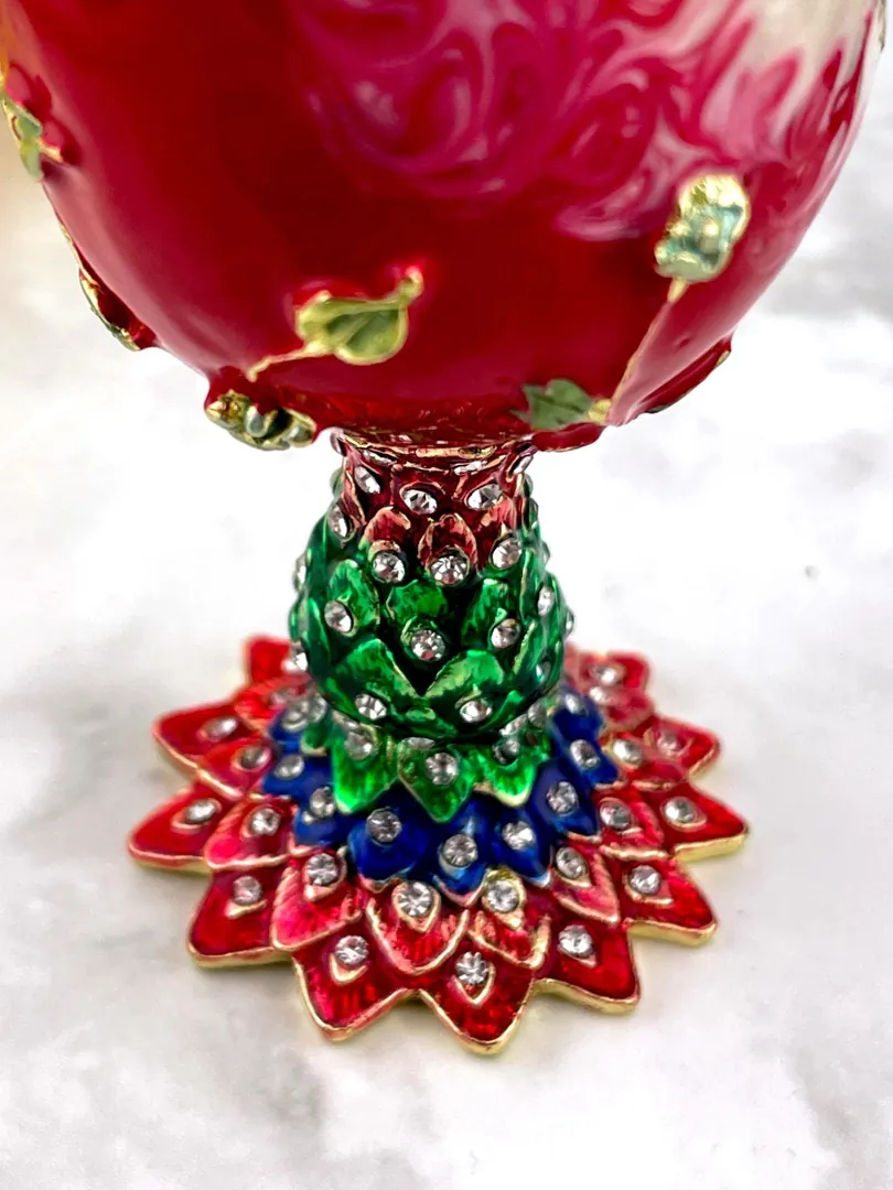 PEACOCK  Designer Faberge Easter Eggs in Russian Faberge style, perfect gift for women. Features Swarovski elements and pure gold decor. Handmade Easter gift by Pierre Lorren.