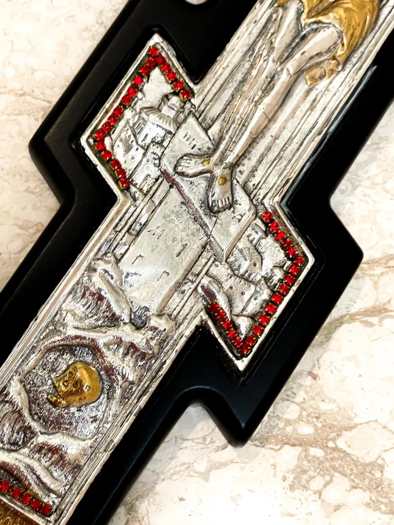1982 Original Mt Athos One of a Kind Antique Russian Orthodox Cross Crucifix Byzantine Cross Solid Silver Crucifix for Wall Cross Christian