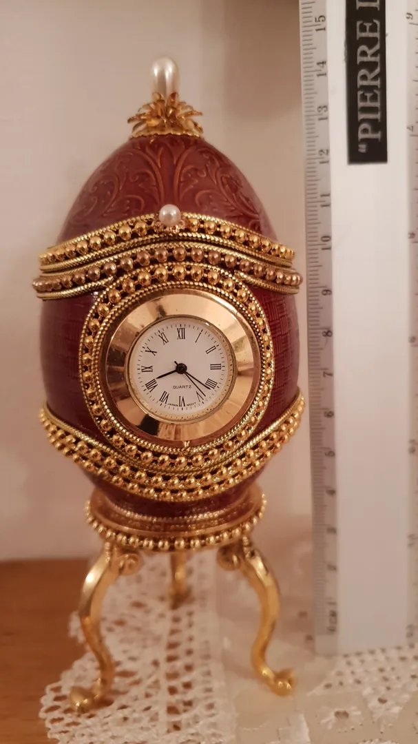 1990 Faberge Style Antique Egg Box Clock Vintage Faberge Egg Gift for Father-in-Law Faberge Egg Father of Groom Gift from Son Grandfather
