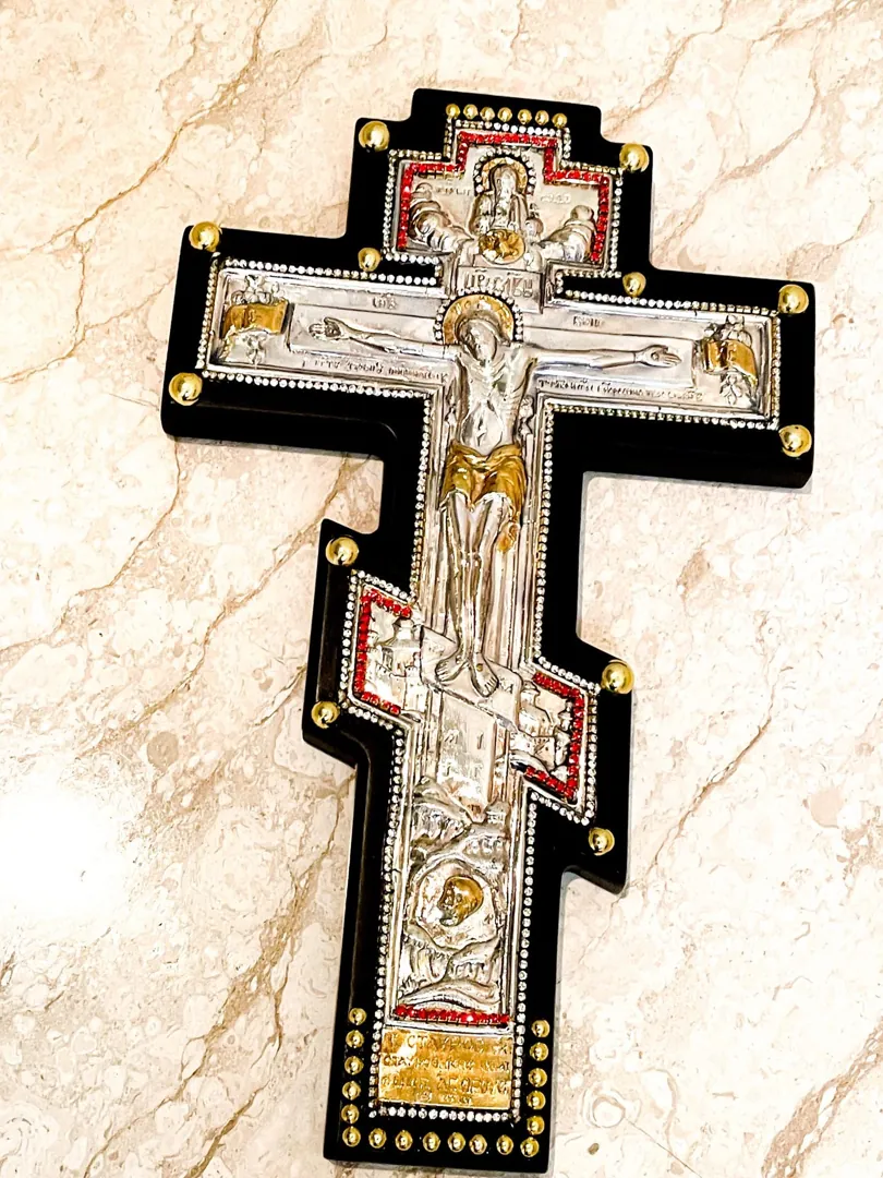1980 Original Mt Athos One of a Kind Antique Russian Orthodox Cross Crucifix Byzantine Cross Solid Silver Crucifix for Wall Cross Christian