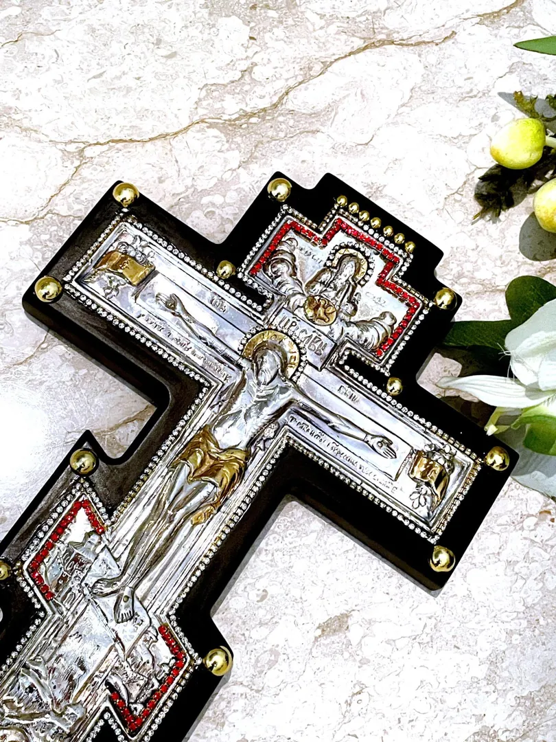 1980 Original Mt Athos One of a Kind Antique Russian Orthodox Cross Crucifix Byzantine Cross Solid Silver Crucifix for Wall Cross Christian