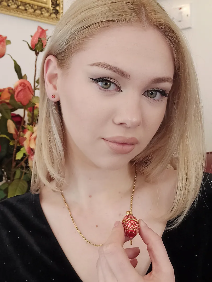 Faberge Red Guilloché Sterling Silver Art Deco Faberge Style Egg Pendant 24k Gold 24