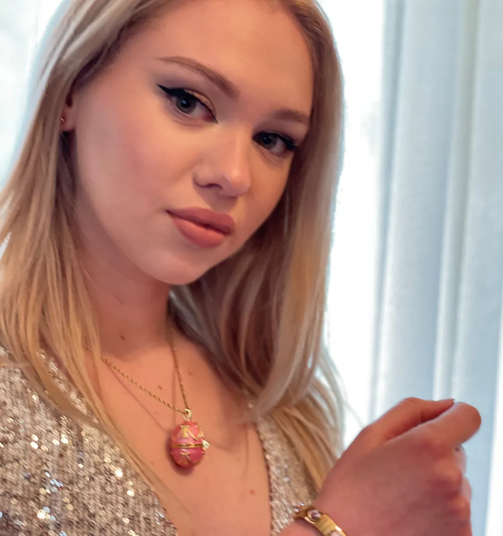 Faberge - 24k Gold Handmade - Faberge Egg Pink Necklaces Set - Fabergé Easter Egg Pendant - Faberge Egg Jewelry for Ladies - Egg Locket Gift