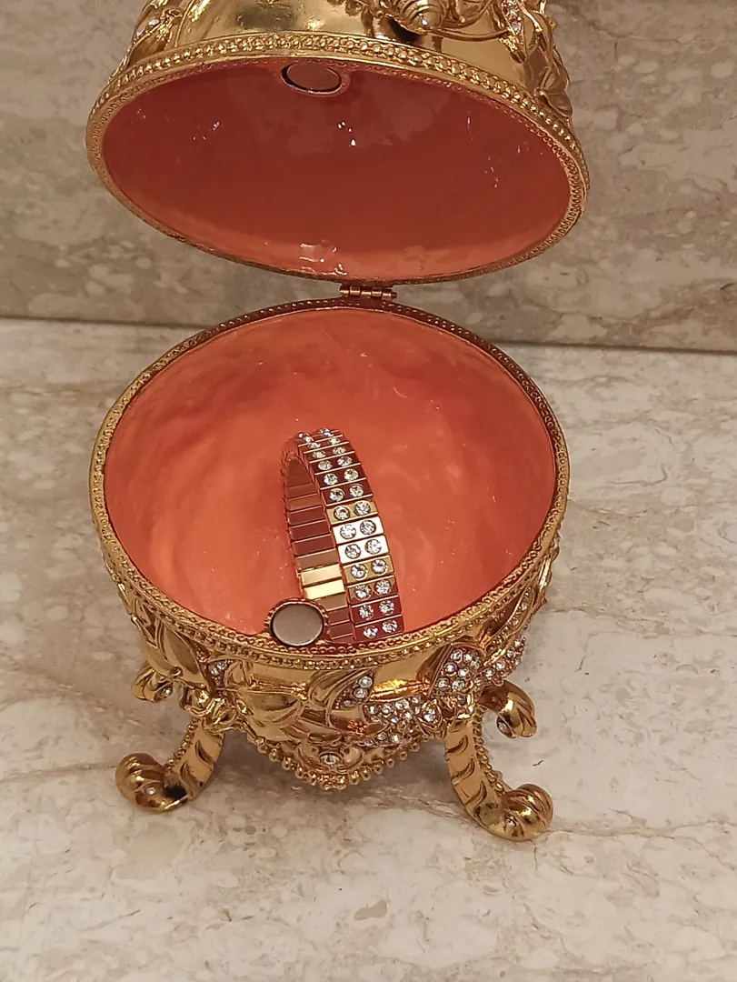 Egg Fabergé, Luxury Wedding Gift, Pomegranate, Faberge Egg Style, Pomegranate Ring Box, 24K Gold, Pomegranate Ornament, 450 Diamonds 10ct.
