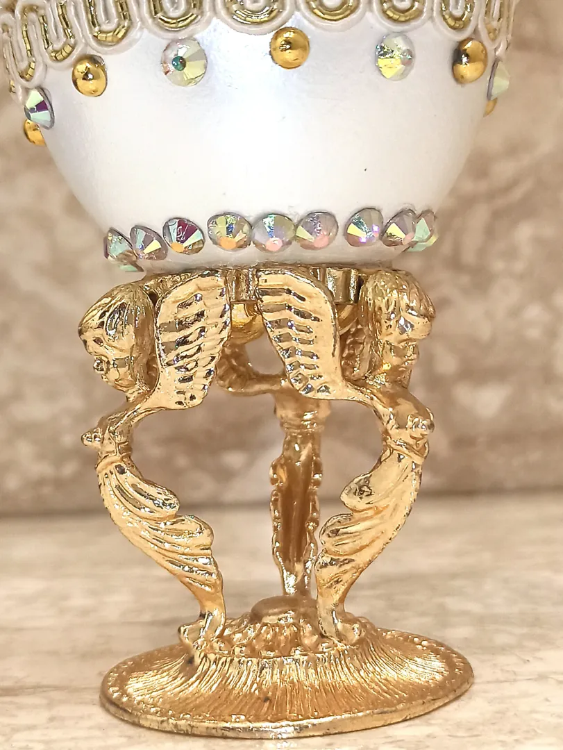 5ct, Faberge, Angel Vintage, Christian Trinkets, 24k GOLD, Faberge Egg, Angel Trinket Box, Christmas gift, Xmas Angel, Fabergé Egg style