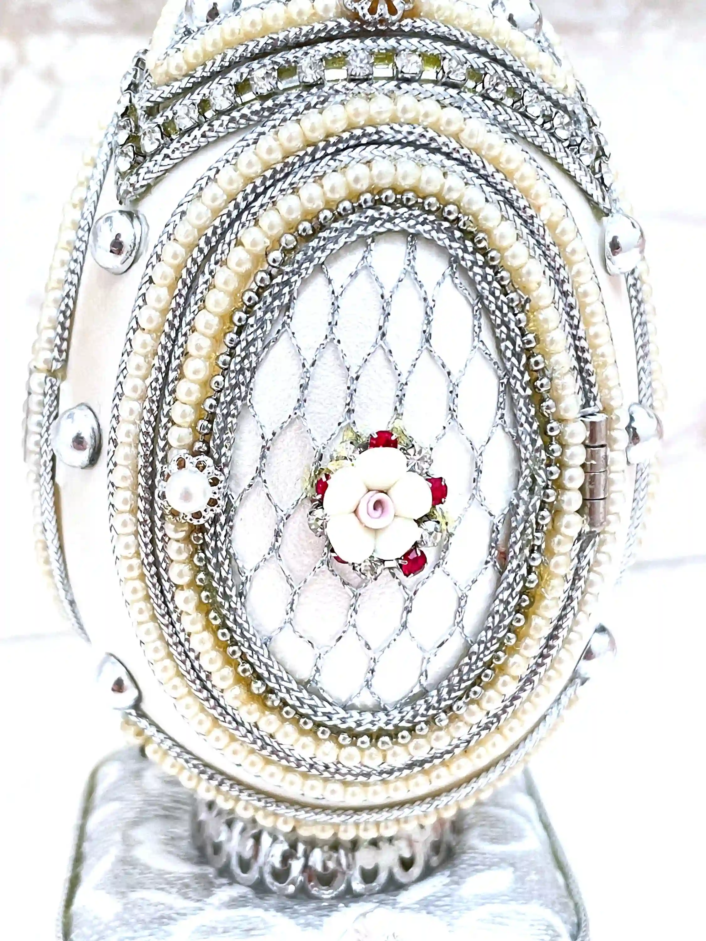 1988 Faberge-Style Egg Natural Egg HANDCARVED Faberge style Egg Faberge Musical Egg Luxury Ornaments, Home Decor, 35th Anniversary Wedding gift 