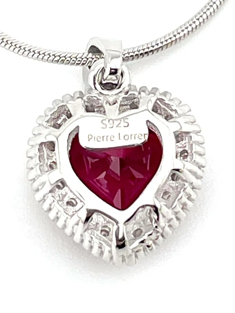 3.5 Carat Natural Ruby Diamond Heart Necklace Pendant Ruby Stud Earrings Heart Shaped Jewelry Diamond Set 18k White Gold 40th Anniversary