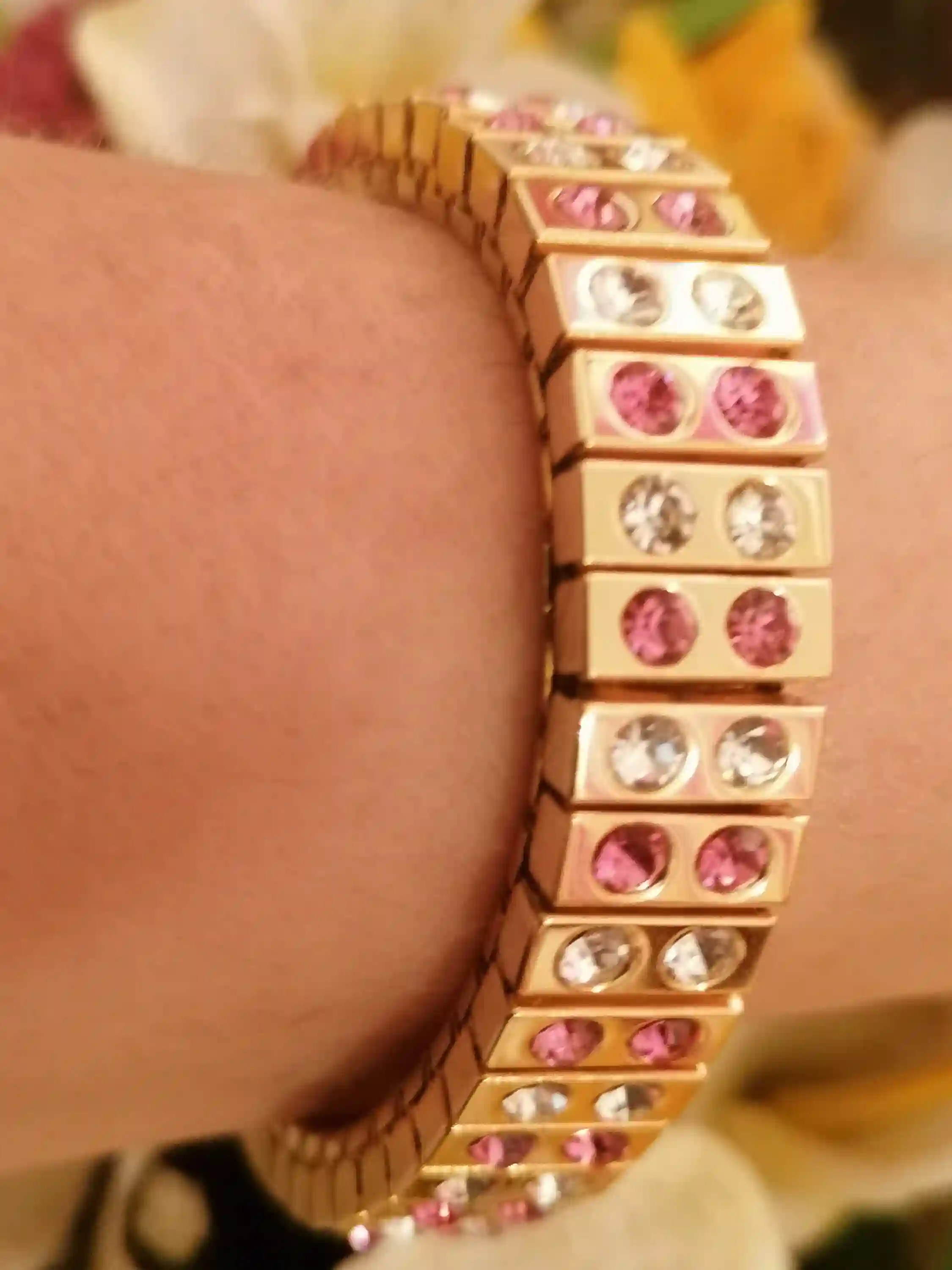 SWAROVSKI Crystal Jewelry Prom Bridesmaid Statement Hot Pink bracelet bangle Gift 24kt GOLD Rose Pink GEM Teenage Girl Pageant Teen bracelet 