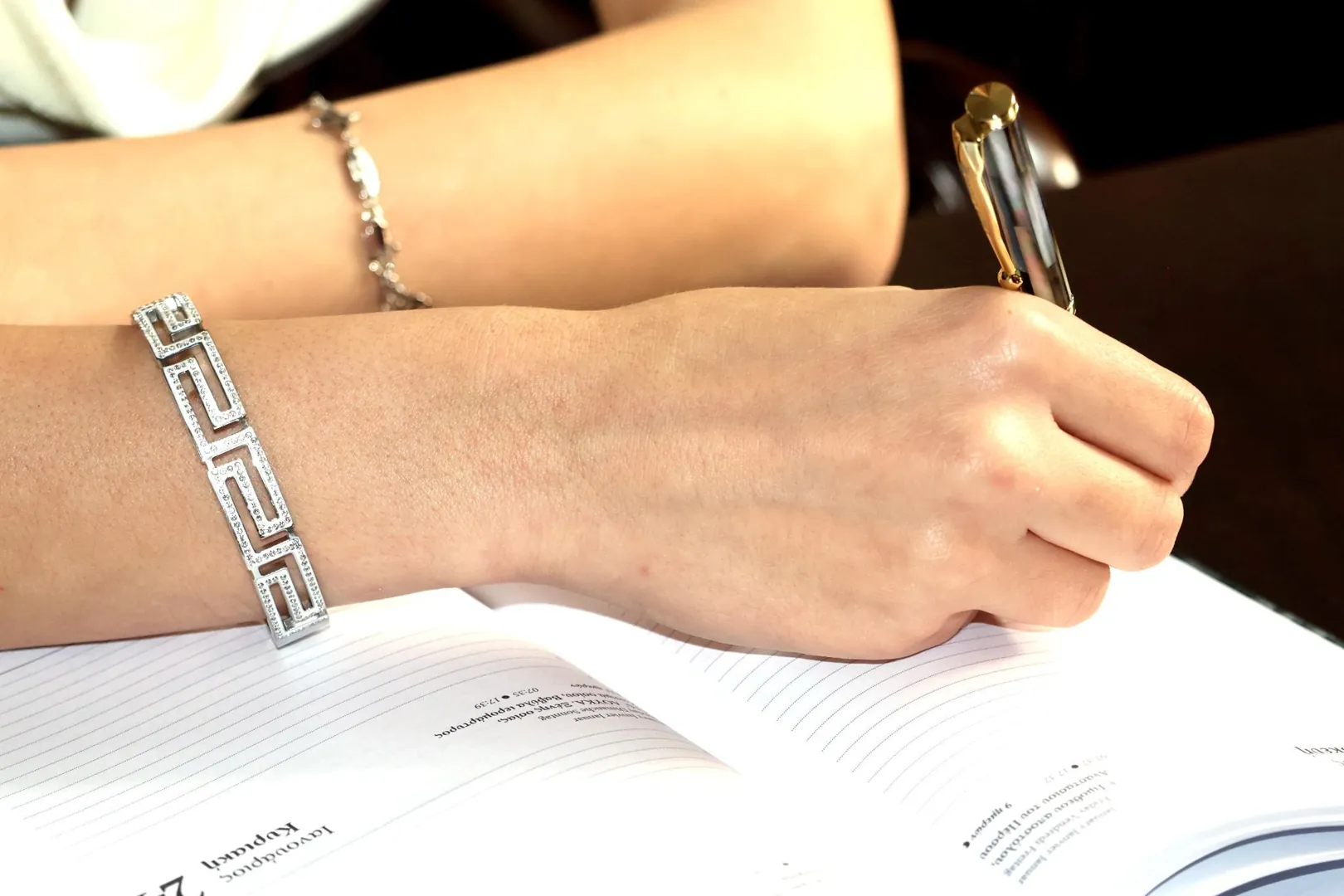 18k White Gold Bracelet Meander Bracelet Greek Key Bracelet Ancient Greek Jewelry Bangle Bracelet Geometric Bracelet ETERNAL LIFE SUCCESS