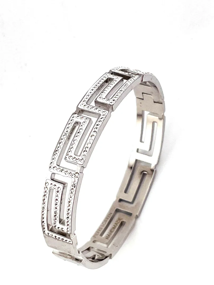 18k White Gold Bracelet Meander Bracelet Greek Key Bracelet Ancient Greek Jewelry Bangle Bracelet Geometric Bracelet ETERNAL LIFE SUCCESS