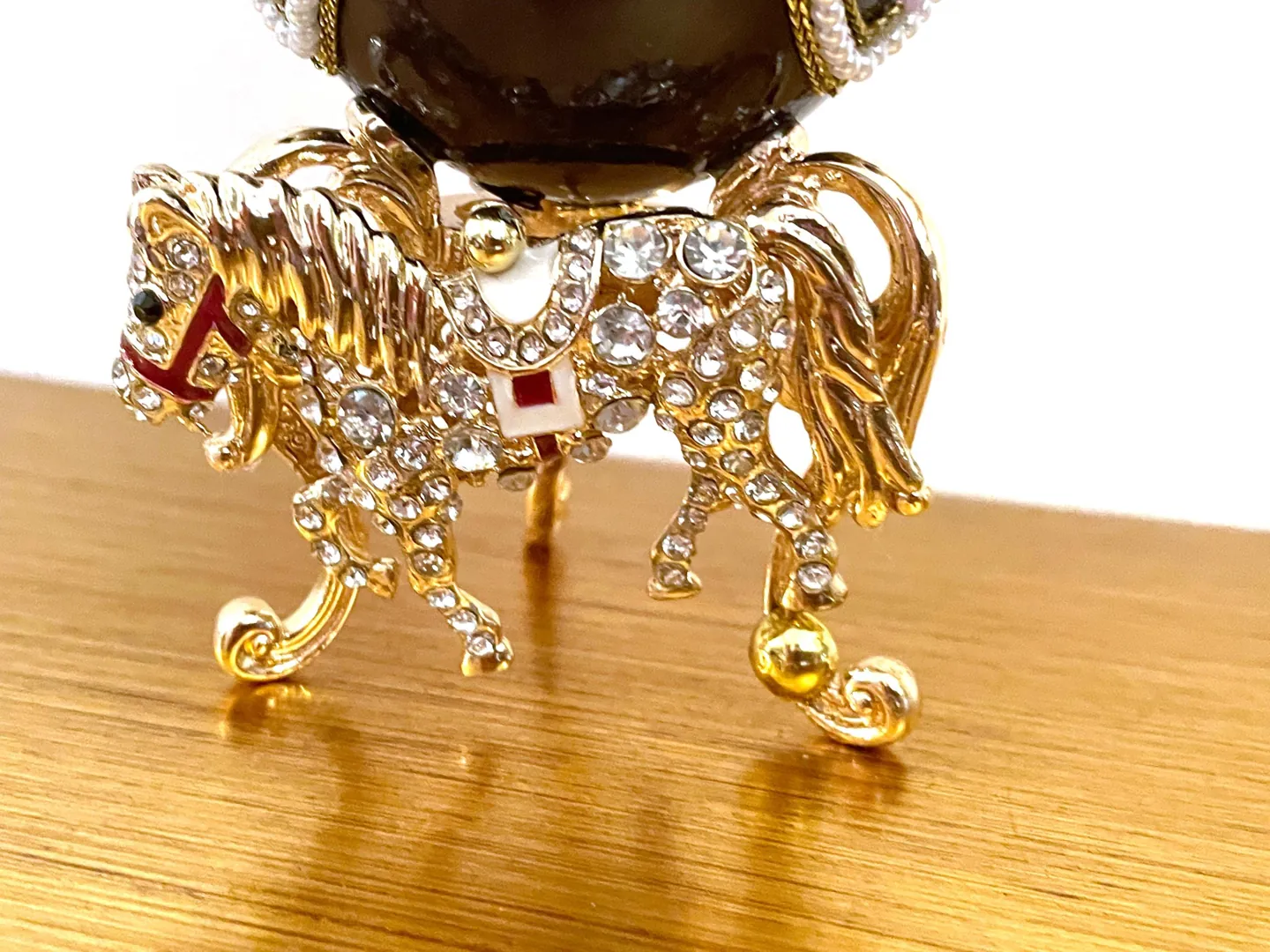 Pierre Lorren Natural Egg Fabergé Egg Horse Lover Gift Fabergé Egg Horse Carousel Home Decor Fabergé Egg 21st Birthday Anniversary Birthday Gift