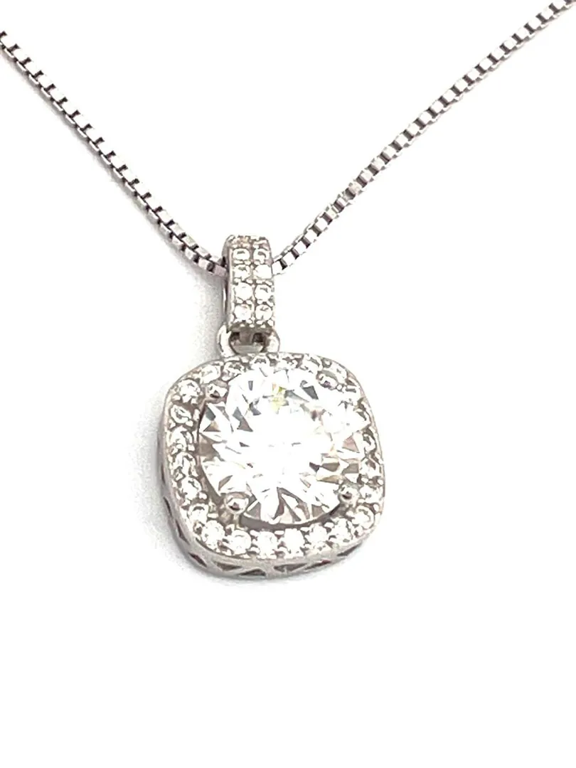 2.3ctw Certified Square Necklace Diamond Pendant Necklace Jewelry Solitaire Diamond Necklace Square Pendant Birthday Graduation Gift for Her