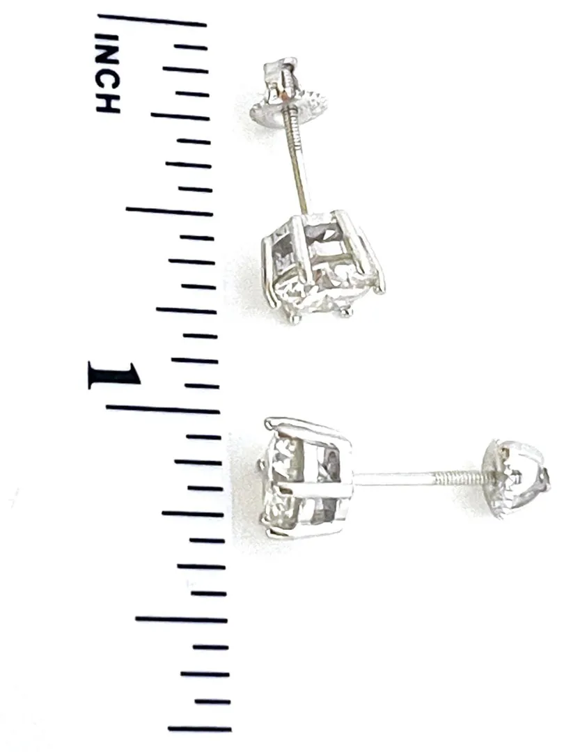 4.2ctw Certified Key Pendant Necklace Diamond Jewelry Set. Diamond Pendant Necklace, Screwback Earrings, Diamond Studs Jewelry in Silver and 18k Gold.