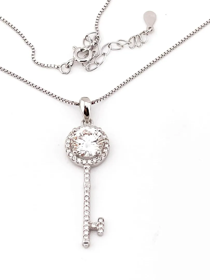 Certified 2 carat Key Diamond Pendant Diamond Solitaire Necklace Diamond Jewelry 18k White Gold Silver Key Diamond Jewelry Christmas gift