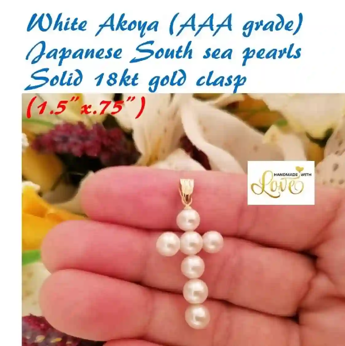 SOLID 18k Gold Cross, Pearl Cross, NATURAL Pearl, Christian Cross, 18ct Gold, Christian Girlfriend, Cross Jewelry Women, Christianity, Cross 