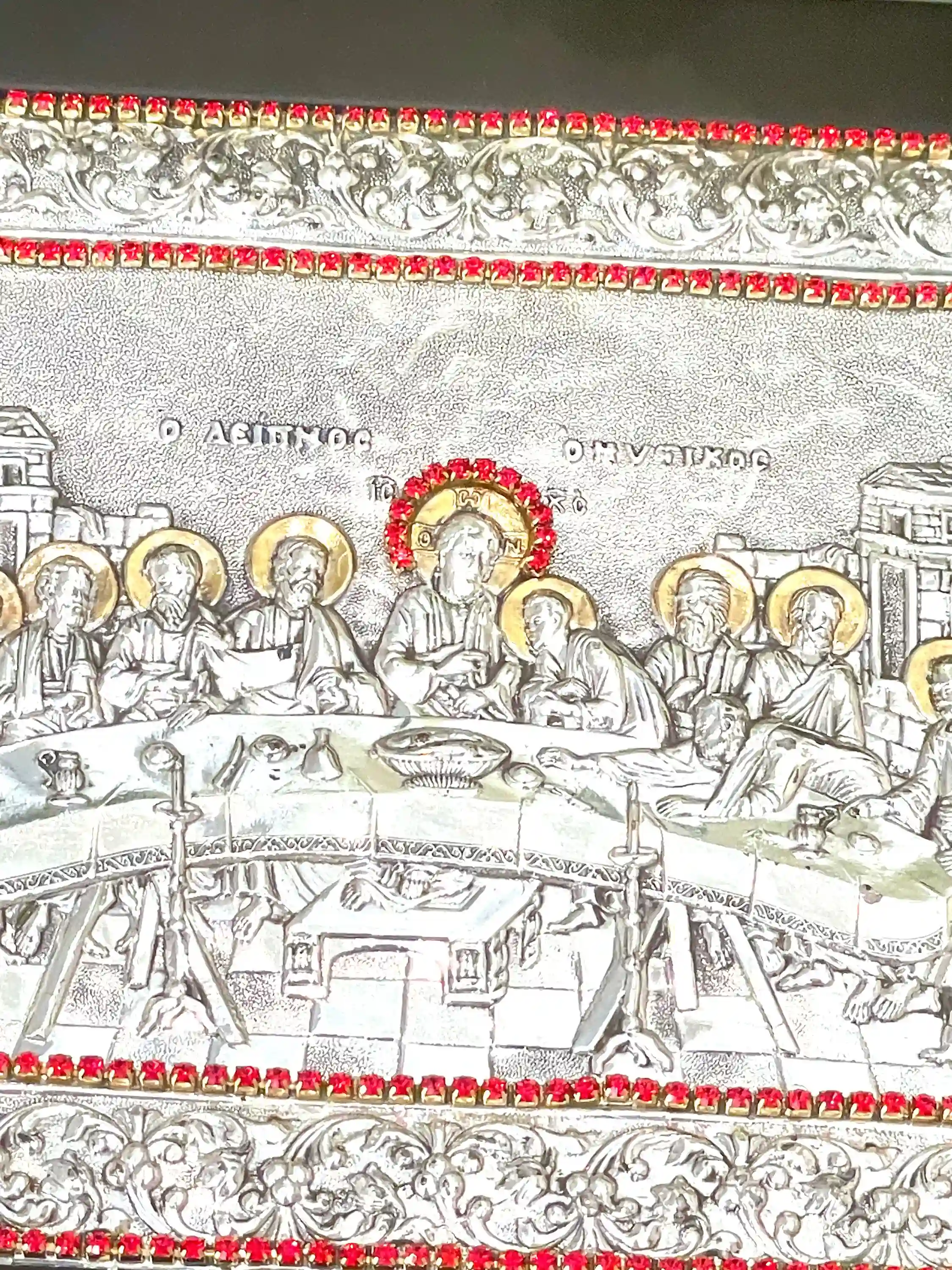 Vintage Last Supper Sterling Silver 925 Christian Icon Handmade Religious Home decor Christian Art Orthodox Icons Antique Christianity gift 
