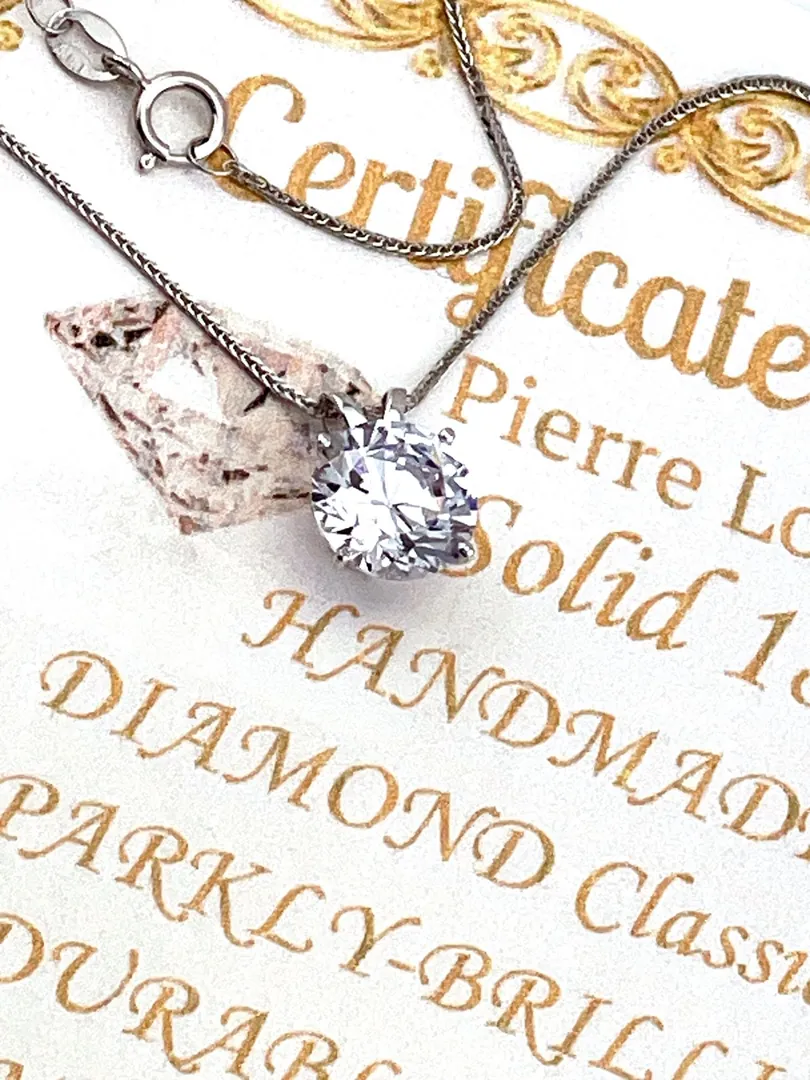 2 carat Diamond Necklace, Round Diamond Pendant Gold, Solitaire Diamond Necklace, White Gold Diamond Necklace, 18k Solid Gold Jewelry Diamond