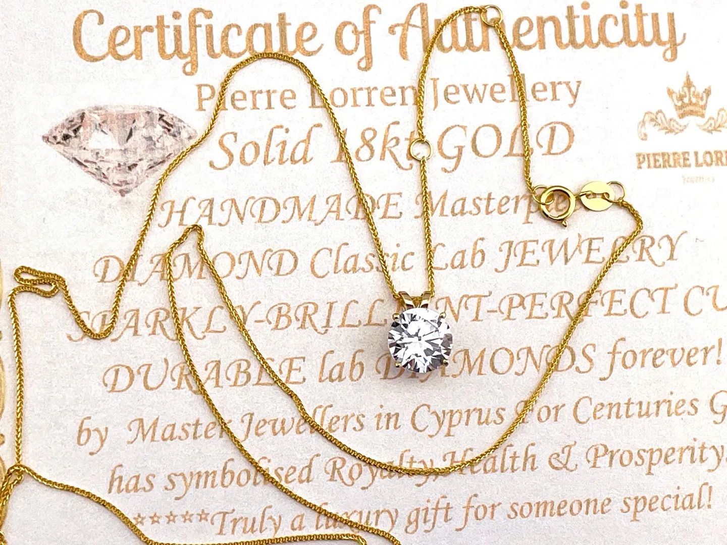 1.5ct Solid 18k Gold Diamond Solitaire Pendant Round Shape Necklace Delicate Bridal Necklace Yellow Gold Pendant Handmade Jewelry Bride to Be