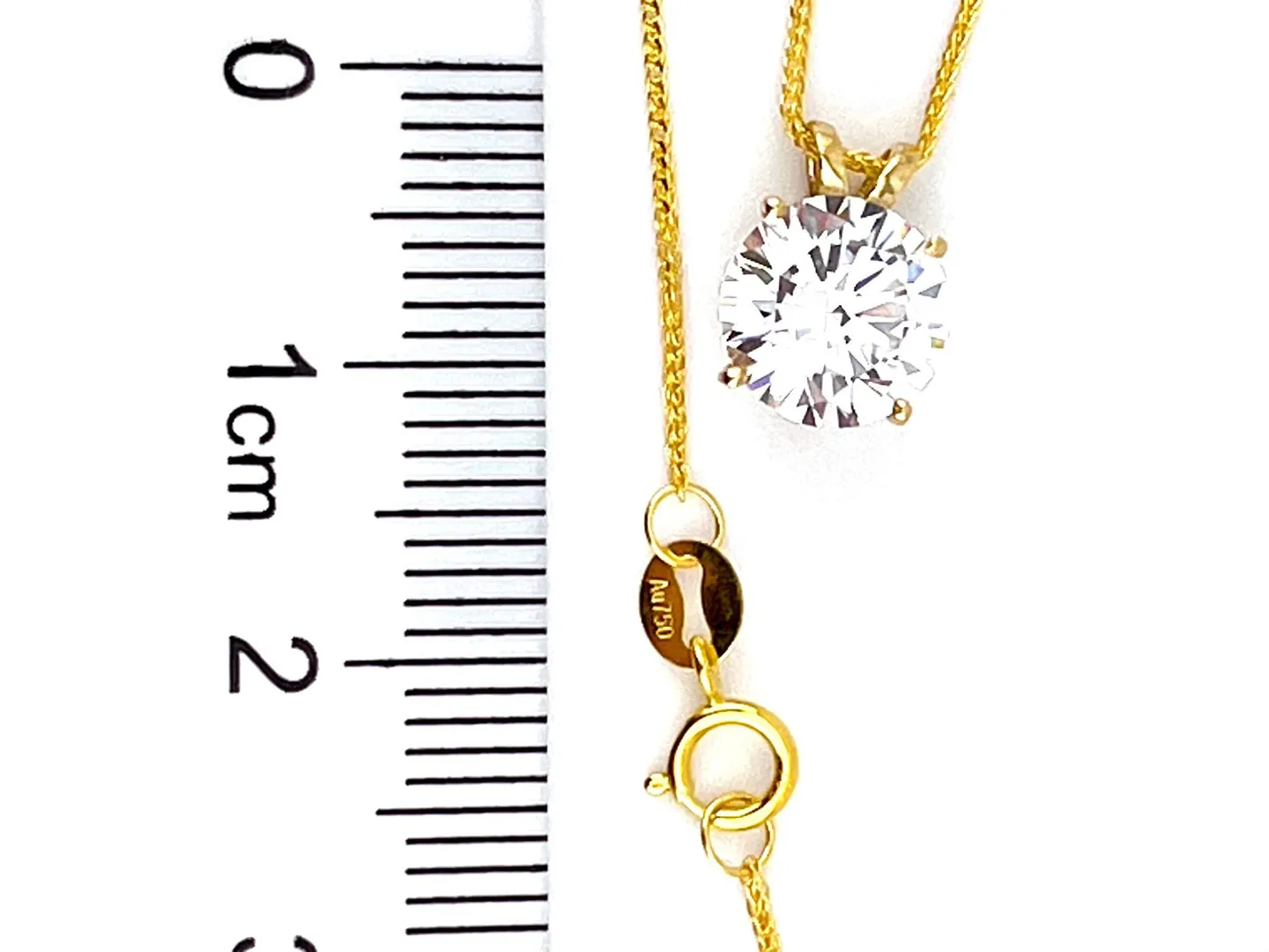 1.5ct Solid 18k Gold Diamond Solitaire Pendant Round Shape Necklace Delicate Bridal Necklace Yellow Gold Pendant Handmade Jewelry Bride to Be