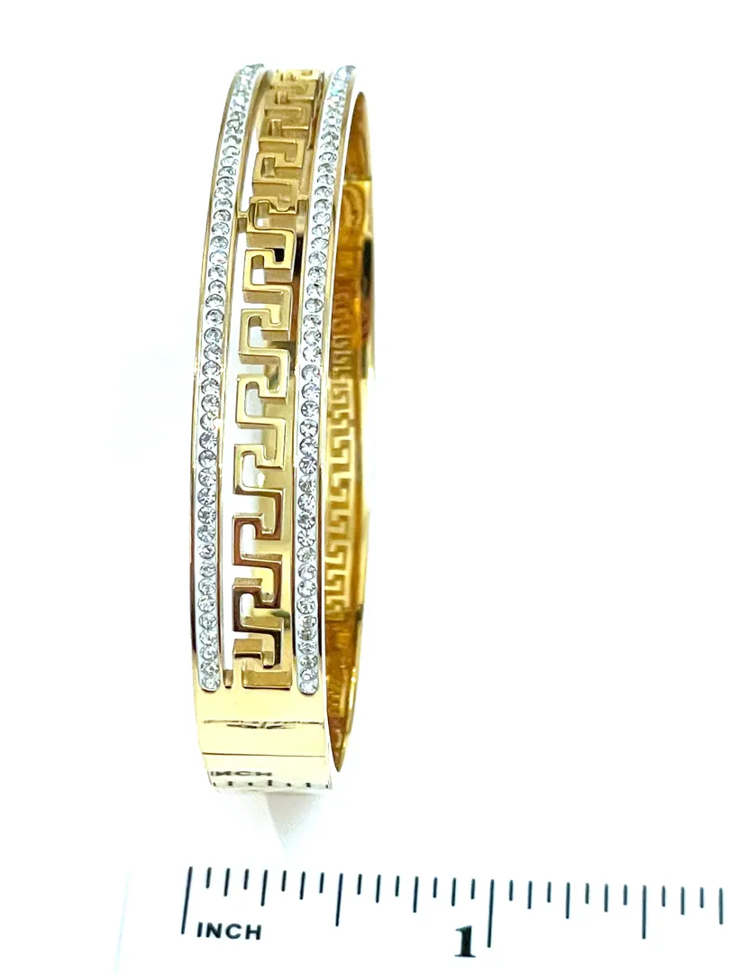 10mm Bracelet Greek Jewelry 18k Yellow Gold Bracelet Infinity Bangle Bracelet Ancient Greek Key Jewelry Meander Bracelet Anniversary Gift