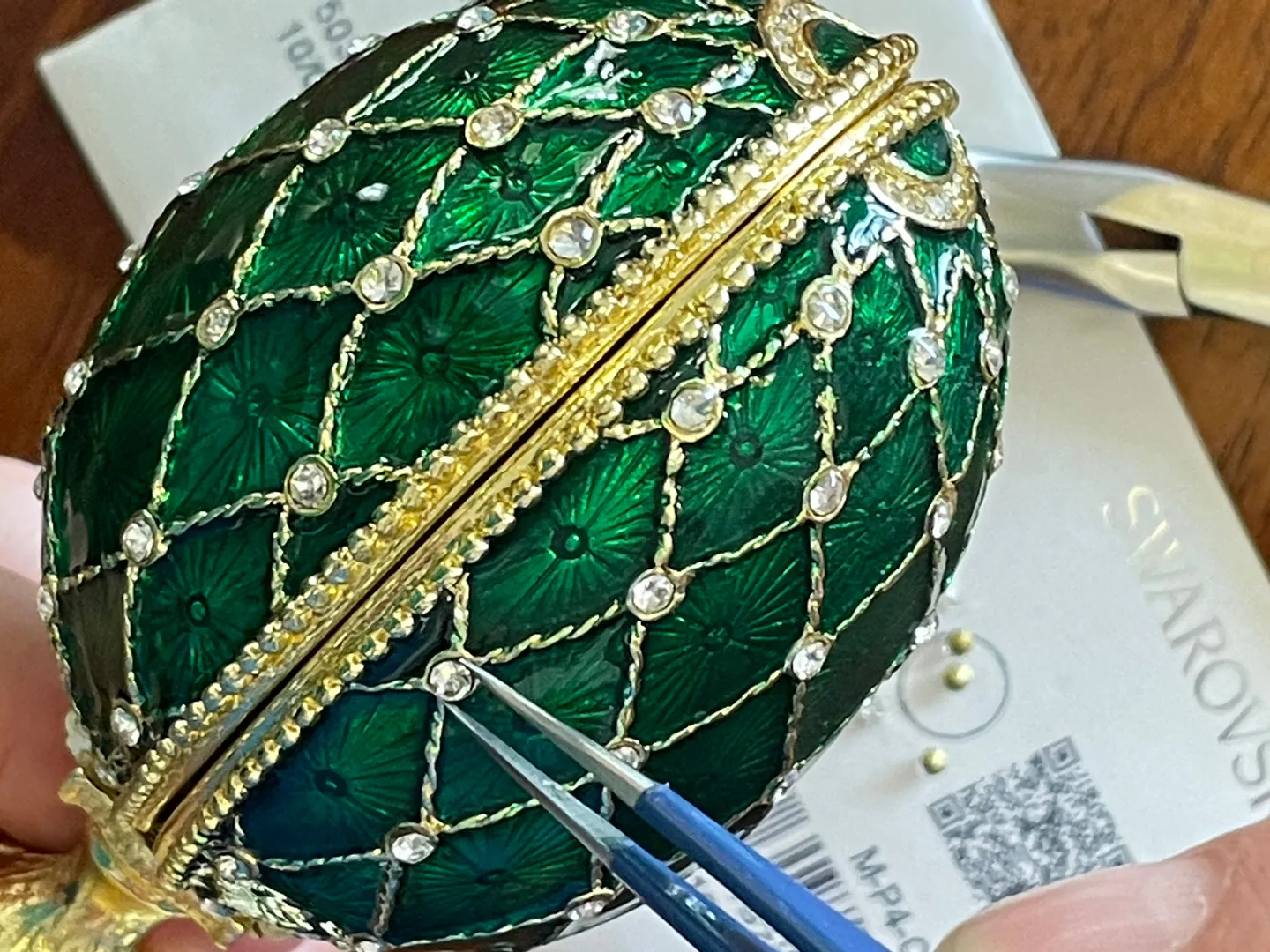 Unisex Designer Gold Faberge Egg Faberge Style Egg Easter Egg HANDMADE Vintage Fabergé Jewelry Box 333 Austrian Diamond Crystals Gift 5.1
