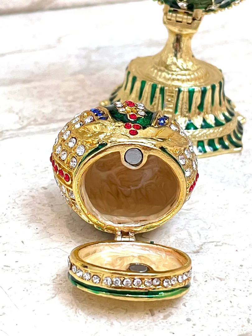Unisex Designer Gold Faberge Egg Faberge Style Egg Easter Egg HANDMADE Vintage Fabergé Jewelry Box 333 Austrian Diamond Crystals Gift 5.1