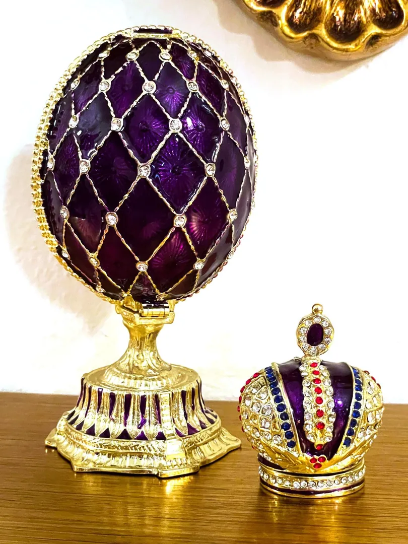 Imperial Crown Fabergé Egg HANDMADE Russian style Faberge Egg Ornament Office Decor for Men Christmas Birthday gifts for him Pure Gold decor