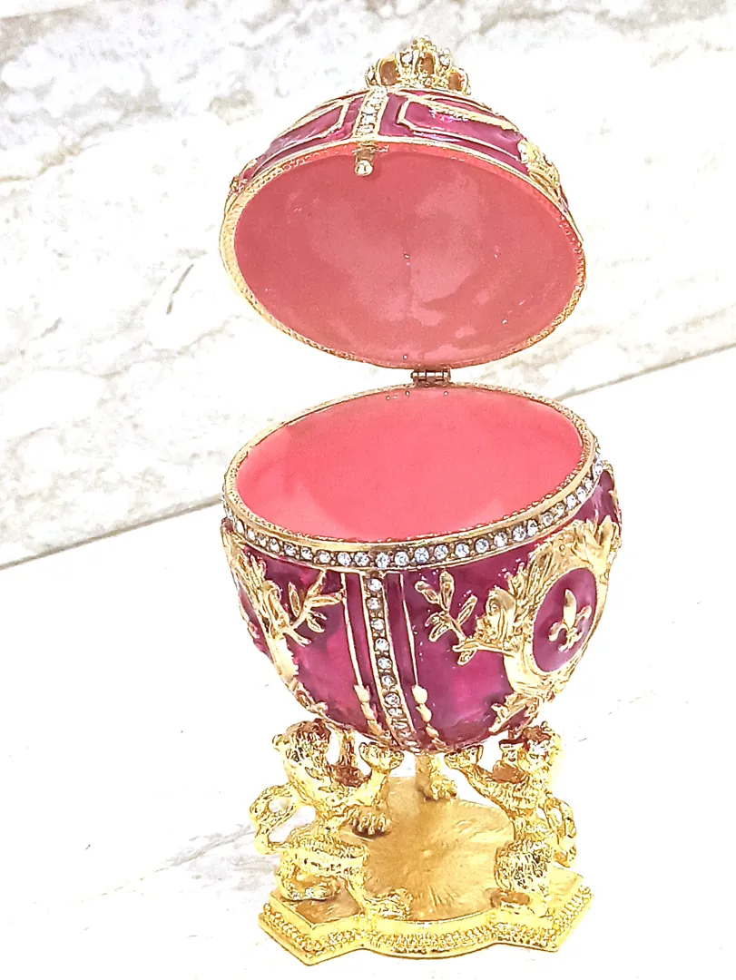 Pierre Lorren Red Faberge Style Egg, Easter Eggs, Imperial Egg, Decorative Boxes, Karl Faberge, Tsar Egg, Easter Fabergé Egg, Christian Easter Egg.