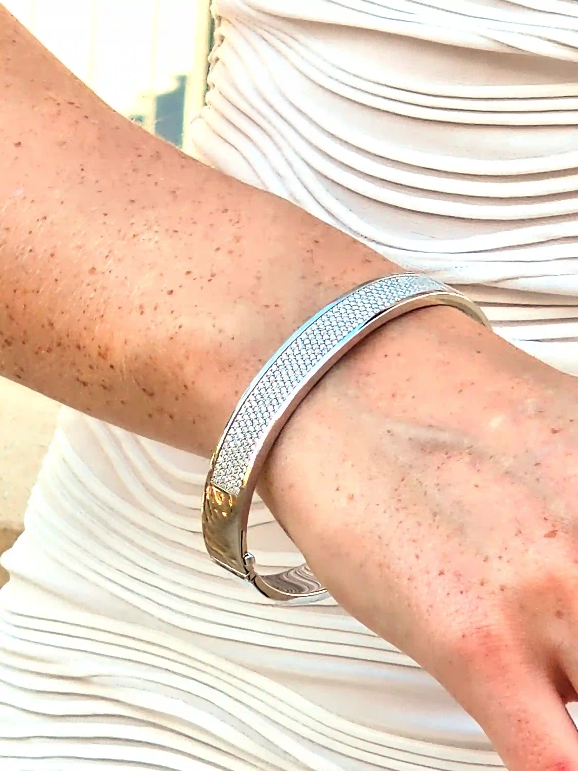Unique Pave DIAMOND Bracelet 18k White Gold bracelet Vermeil Diamond Jewelry Diamond Bangle HANDMADE Diamond Jewellery Gift for Her Birthday 