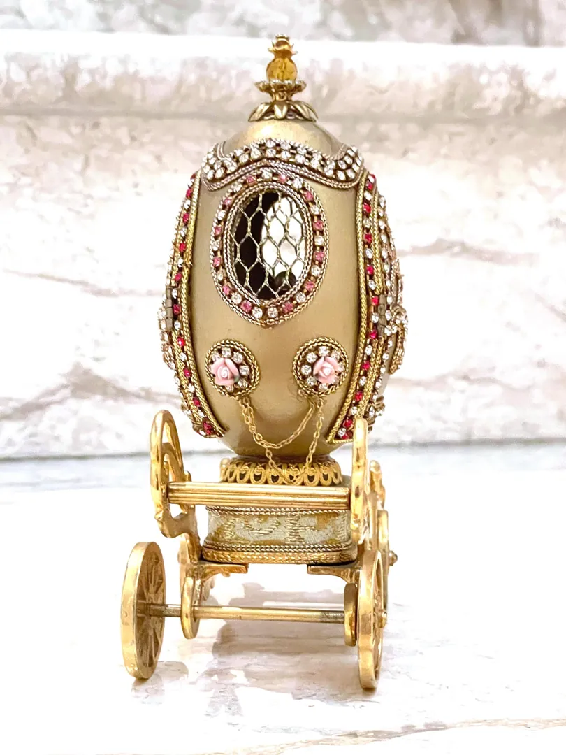 Vintage Gold Faberge Egg, Faberge Natural REAL Egg, Fabergé Egg, 50th Wedding Golden Anniversary Gift for Wife, Fiftieth Birthday 1975 Daughter.