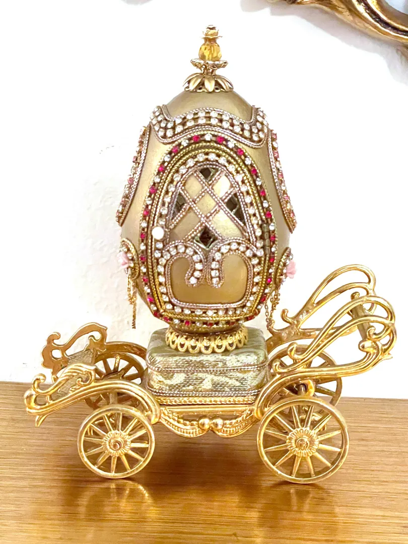 Vintage Gold Faberge Egg, Faberge Natural REAL Egg, Fabergé Egg, 50th Wedding Golden Anniversary Gift for Wife, Fiftieth Birthday 1975 Daughter.