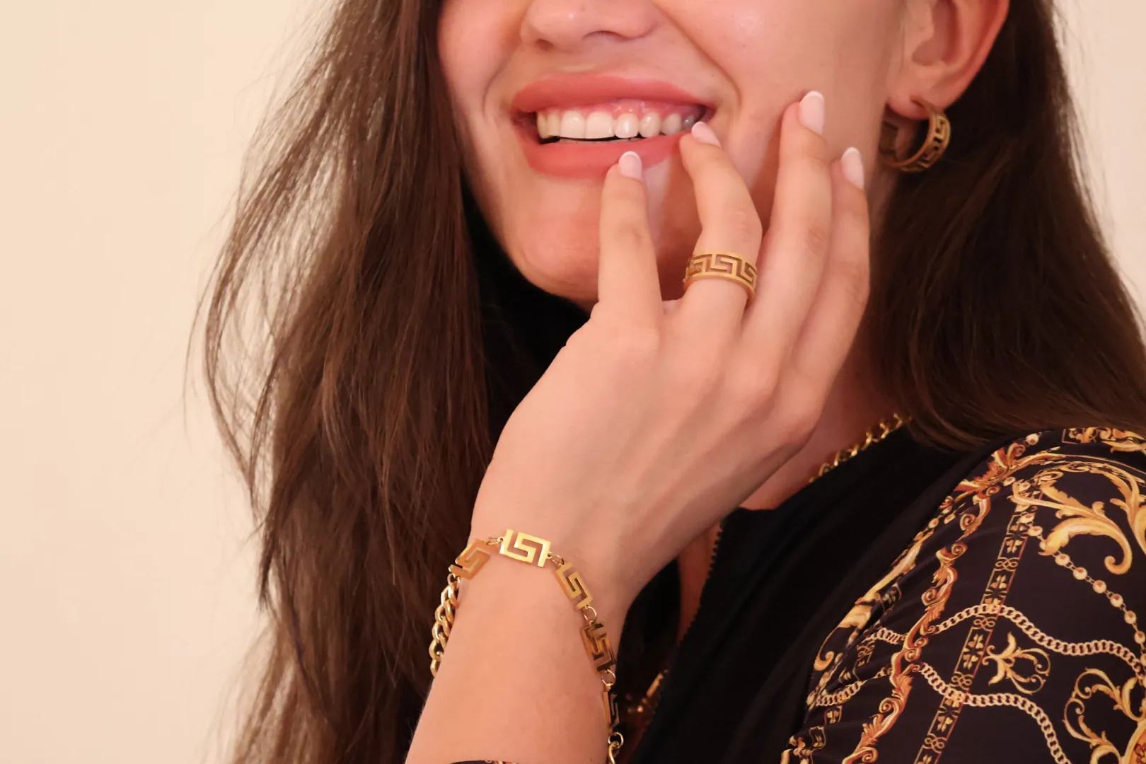 Luxury Made In Greece Gold Bracelet Ancient Greek Jewelry 18k Gold Vermeil Greek Key Earrings Gold Her Greek Key Ring Meandros PierreLorren