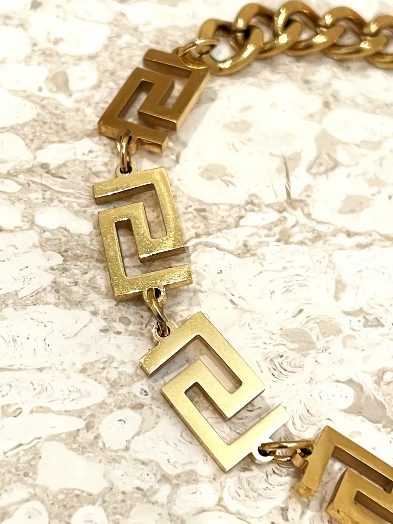 Luxury Made In Greece Gold Bracelet Ancient Greek Jewelry 18k Gold Vermeil Greek Key Earrings Gold Her Greek Key Ring Meandros PierreLorren
