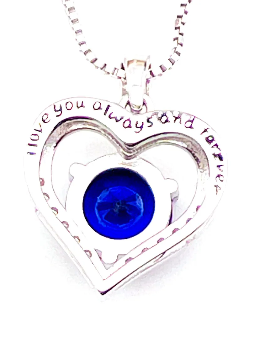 2 ct Diamond Heart Necklace, Natural Sapphire Heart Necklace - Sapphire Heart Pendant, 18k White Gold, Sterling Silver, Natural Sapphire Jewelry.