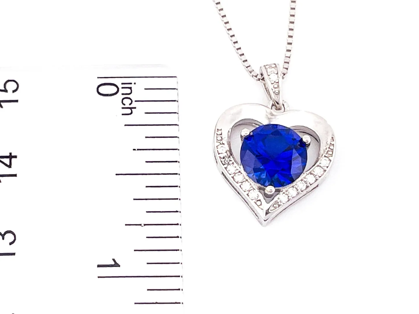 2 ct Diamond Heart Necklace, Natural Sapphire Heart Necklace - Sapphire Heart Pendant, 18k White Gold, Sterling Silver, Natural Sapphire Jewelry.