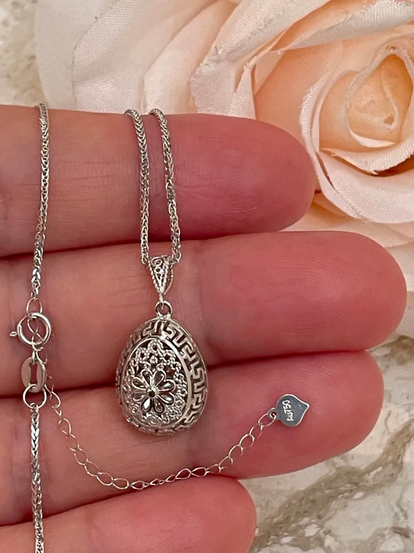 2 carat Diamond Greek Jewelry from Greece Greek Key Faberge Egg style SOLID 18K GOLD Diamond Necklace Pendant Fine Jewelry ETERNITY Handmade