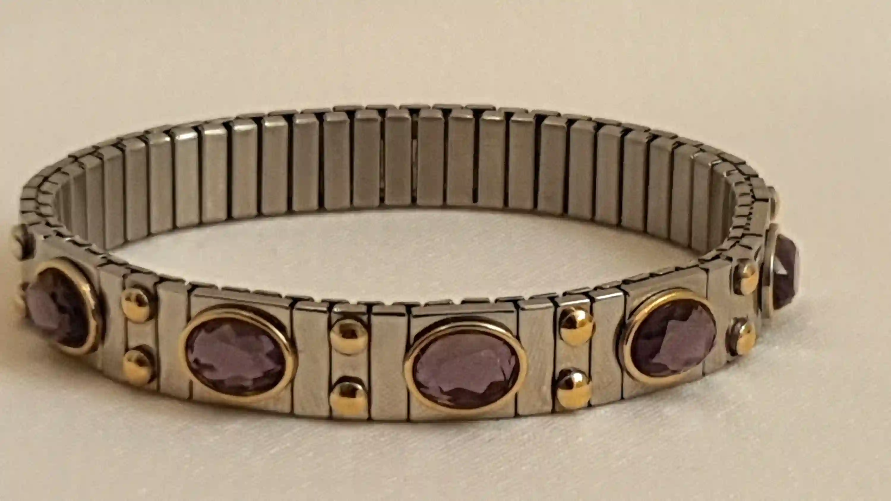Amethyst Silver Flex Bangle/Purple Jewelry Gemstone Bracelet/Amethyst February Birthstone bracelet/Purple Gem Bracelet/ Amethyst Gem Bangle/ 