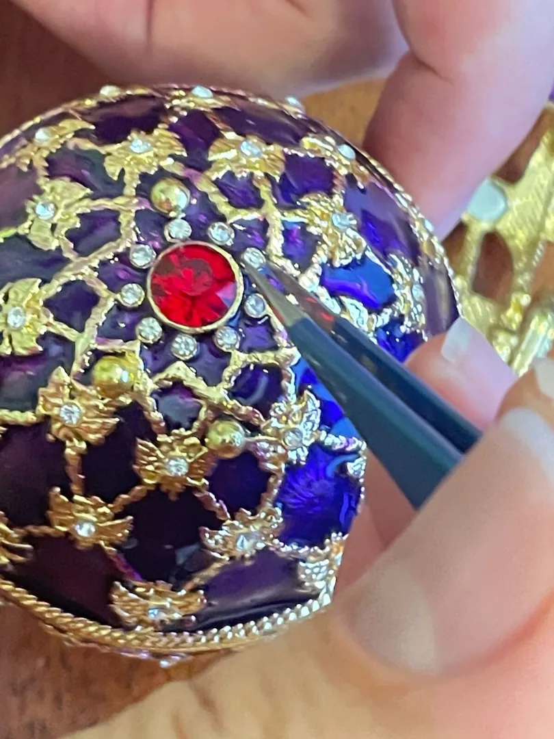 Amethyst Faberge Egg Carriage Trinket Box Faberge Necklace Austrian Crystal Jewelry Box Set Faberge Ornament Wife Jewelry Box Fabergé Style