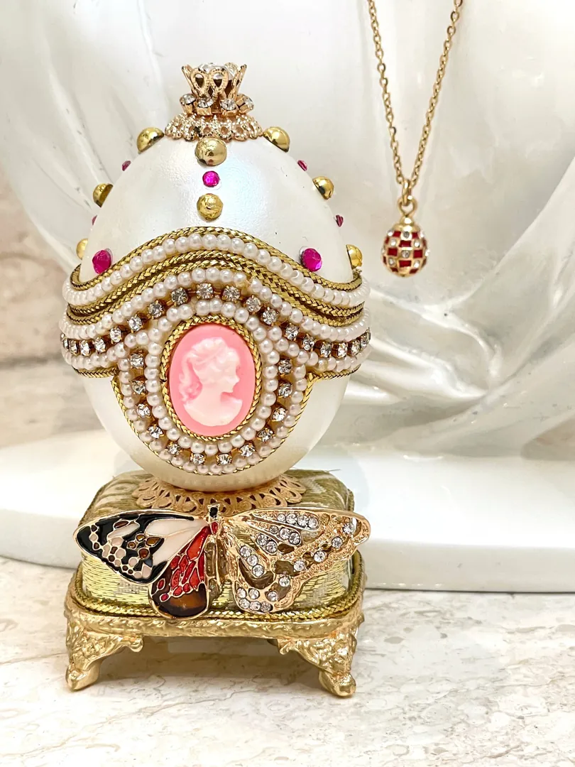 ONE OF A KIND VINTAGE FABERGE EGG RING BOX FABERGÉ EGG 25TH BIRTHDAY ANNIVERSARY GIFT FOR HER FABREGE EGG CHRISTMAS GIFT FABERGE MUSICAL EGG