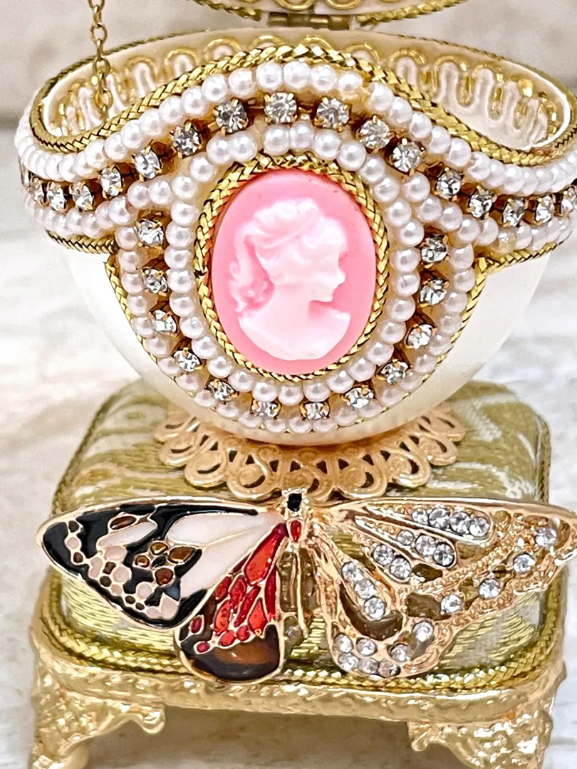 ONE OF A KIND VINTAGE FABERGE EGG RING BOX FABERGÉ EGG 25TH BIRTHDAY ANNIVERSARY GIFT FOR HER FABREGE EGG CHRISTMAS GIFT FABERGE MUSICAL EGG