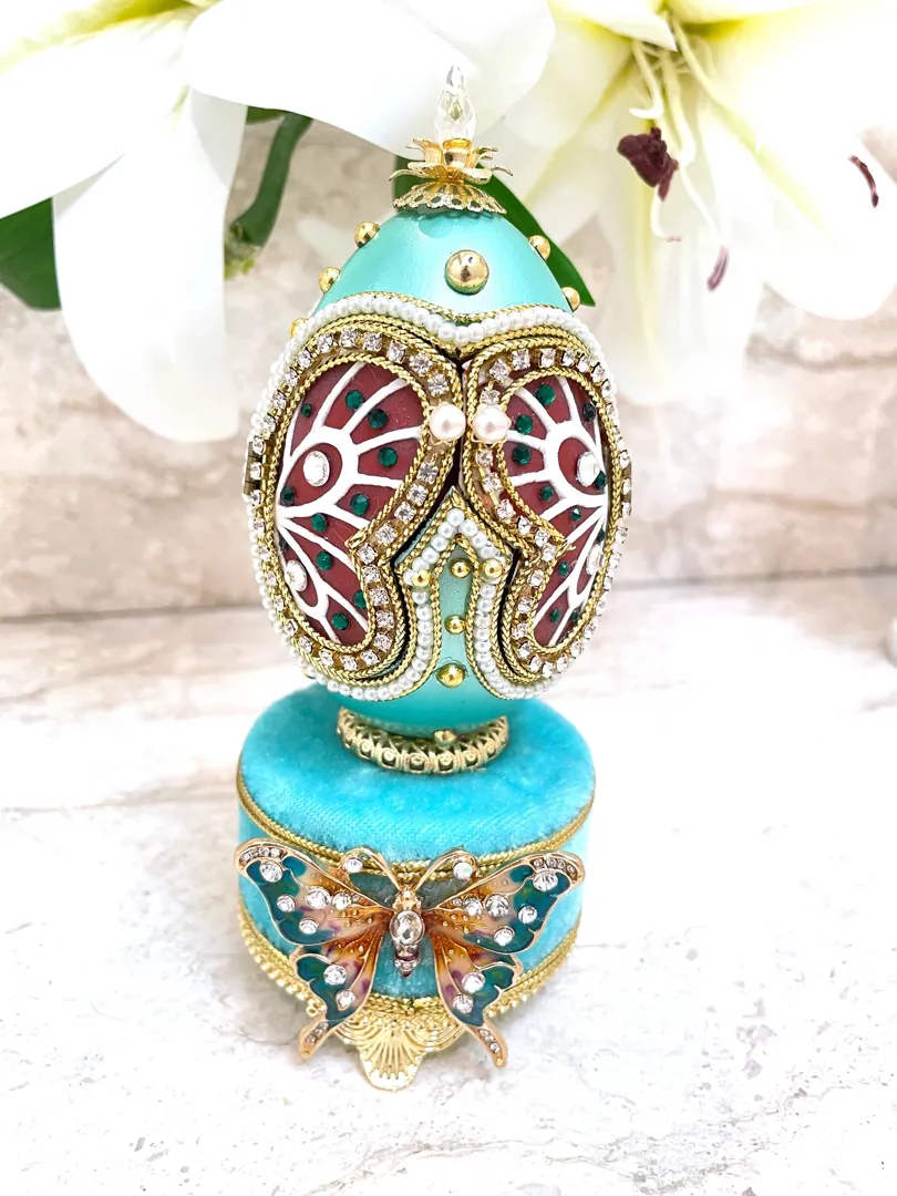2002 Imperial Faberge Egg, Antique Fabergé Style Egg, Butterfly & Faberge Necklace, Faberge Musical Egg, Faberge Ornament, 21st Birthday Present.