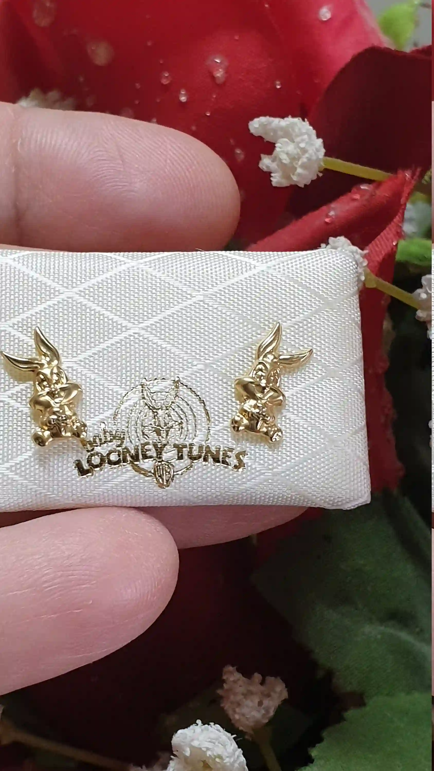 18kt Disney Earrings Studs Gift for Girls SOLID GOLD Bugs Bunny Looney Tunes/Girls Gold Earrings ORIGINAL Disney Cartoon Characters Gifts 