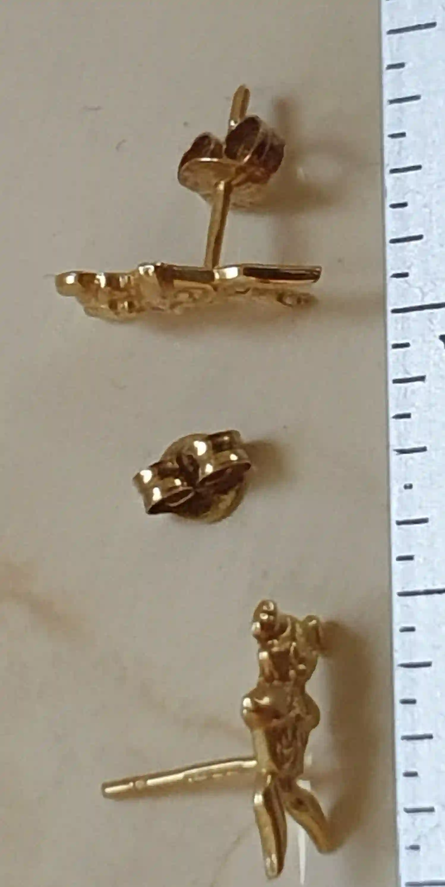 18kt Disney Earrings Studs Gift for Girls SOLID GOLD Bugs Bunny Looney Tunes/Girls Gold Earrings ORIGINAL Disney Cartoon Characters Gifts 