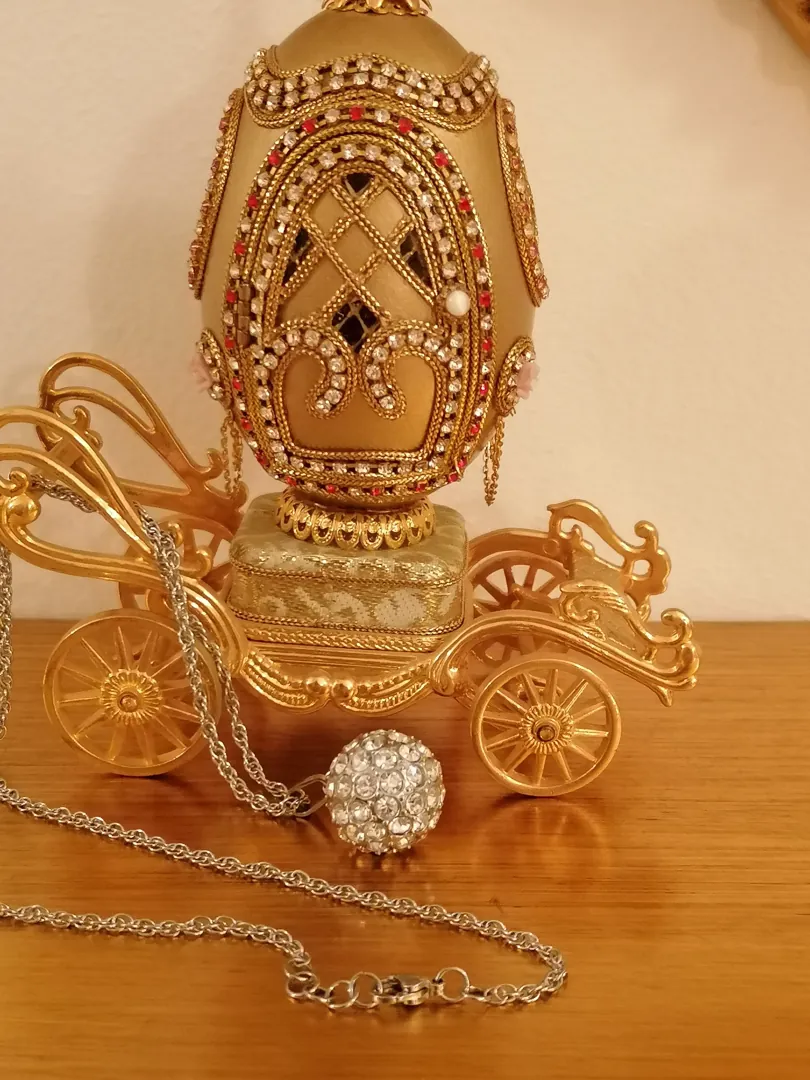 FABERGE pendant style Handmade Jewelry Fabergé egg Birthday jewelry gift for her 50 Austrian Diamond Crystals HANDSET Silver Tarnish free